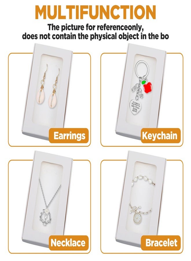 Limbeuuu 50 Pcs Jewelry Packaging Boxes 5.4"x3.4"x0.7" Paper Necklace Gift Box Bulk with Clear Window 50 Display Card 60 Sticker for Displaying Necklaces Rings Bracelets Earrings(White) - Image 4